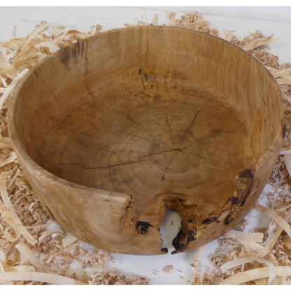 Maple dish with inlaid wood design