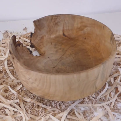 Maple dish with inlaid wood design